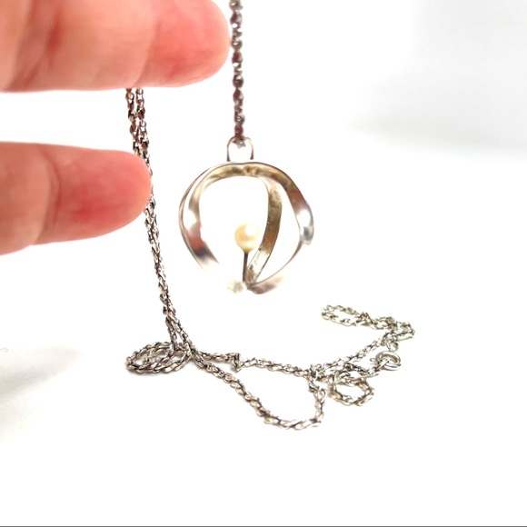50s Taxco Sterling Pearl Necklace MCM Delfino 24\